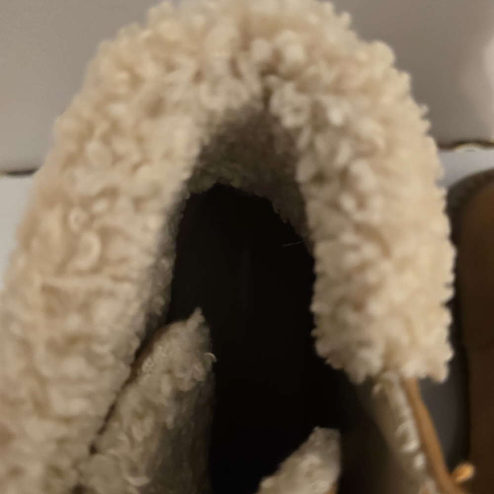 REPORT Camel Brown Combat Boot Faux Fur Detail Lace Up & Zipper Closure Size 9.5 - Picture 9 of 17